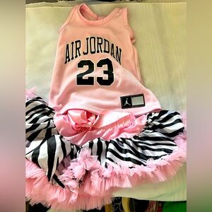 Air Jordan Pink Zebra Tutu and tank top set 0-3 mths